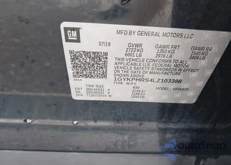 2020 Cadillac Xt6 Awd Sport из США, поврежденный, VIN 1GYKPHRS4LZ103388